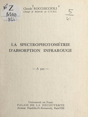 cover image of La spectrophotométrie d'absorption infrarouge